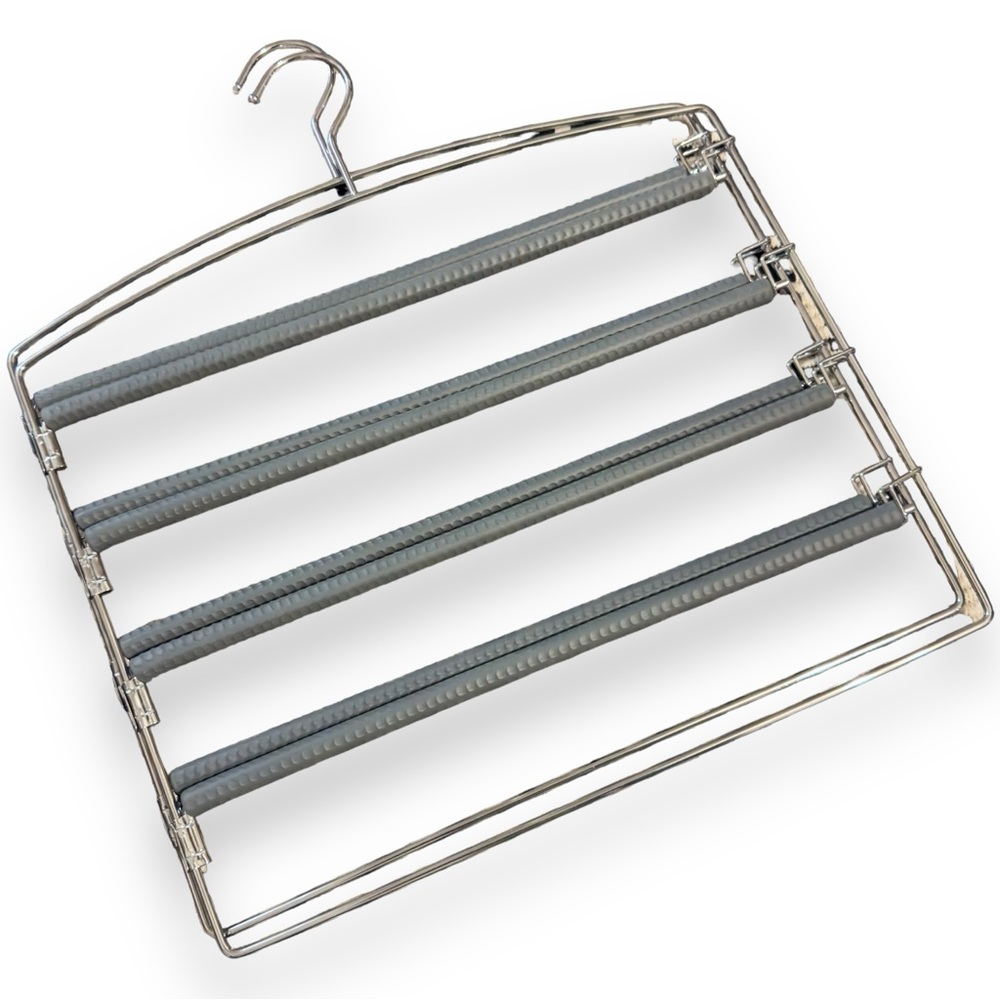 RICHARDS 2 Grey 4 Tier Closet & Storage Clothes Hanger Space Saving w Swing Arms